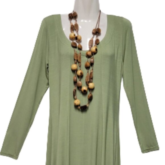 Green Long Dress Bamboo Dress Maxi Midi Dress _ Size L - Picture 2 of 14